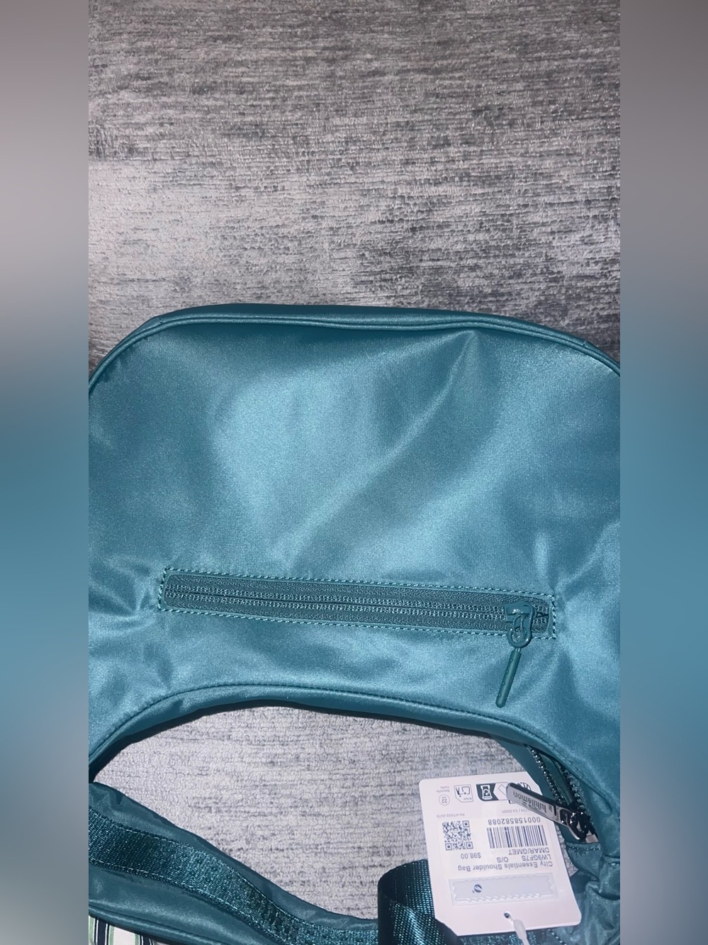LULULEMON City Essentials Shoulder Bag - Dark Green with Burgundy Strap - Picture 6 of 7